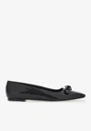 Ferragamo Annie Patent Leather Ballerina Flats In Black