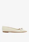 FERRAGAMO ANNIE ASYMMETRIC BOW BALLET FLATS