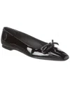 Ferragamo Annie Bow Patent Flat In Black