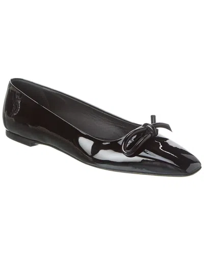 Ferragamo Annie Bow Patent Flat In Black
