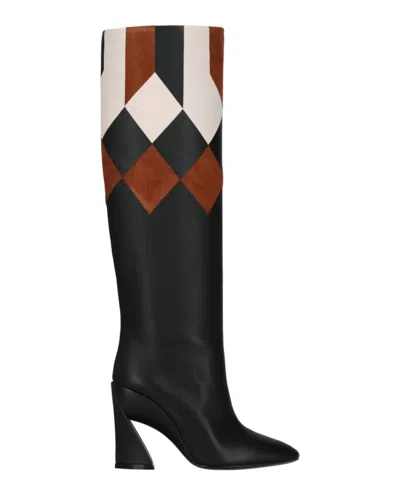 Ferragamo Antea Patchwork Boots In Black