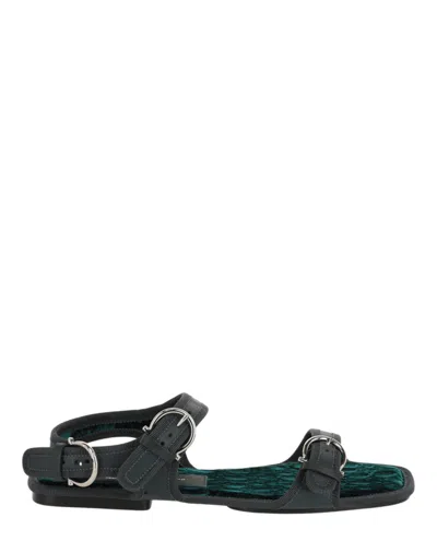 Ferragamo Anteo Gancini Buckle Sandals In Green