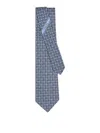 Ferragamo Anteo Gancini Print Silk Tie In Blue