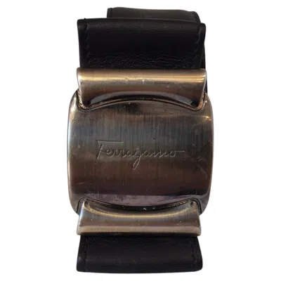 Pre-owned Ferragamo Antique Unisex Vintage Leather Accessory Circa 20th Century In Black