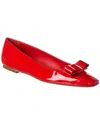 Ferragamo Anz Patent Leather Ballerinas With Vara Bow In Red