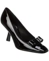 Ferragamo Woman Kitten Heel Pump With Asymmetric Bow In Black