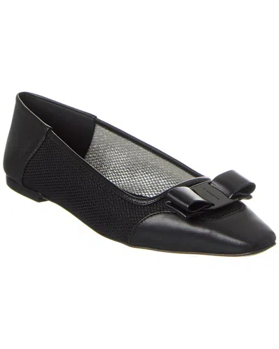 Ferragamo Anz Mesh & Leather Flat In Black