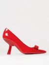 Ferragamo Pointed Toe Kitten Heel Pumps With Bow Detailing In Red