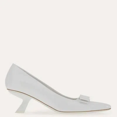 Ferragamo Anz Patent Leather Vara Bow Pumps In Blue