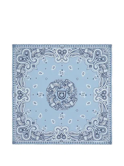 Ferragamo Arabesque Print Bandana In Blue