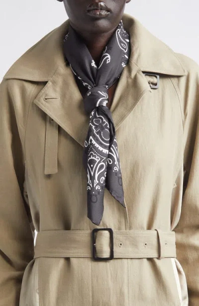 Ferragamo Arabesque Print Cotton & Silk Square Scarf In Black