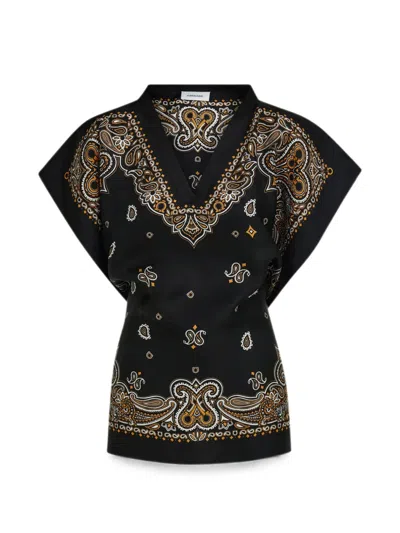Ferragamo Arabesque Print Poncho In Black