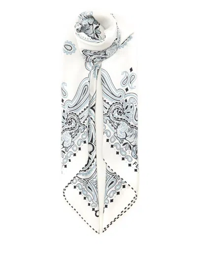 Ferragamo Arabesque Print Scarf Scarves And Foulards Light Blue In White