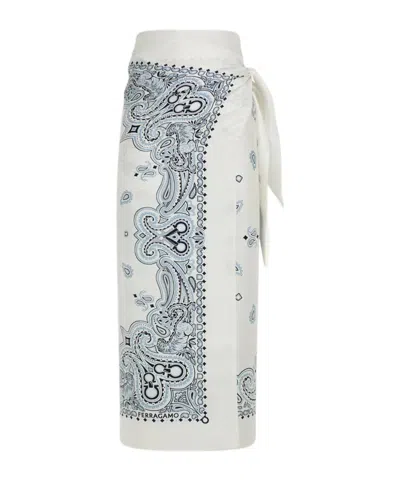 Ferragamo Gancini Paisley-print Pareo In White