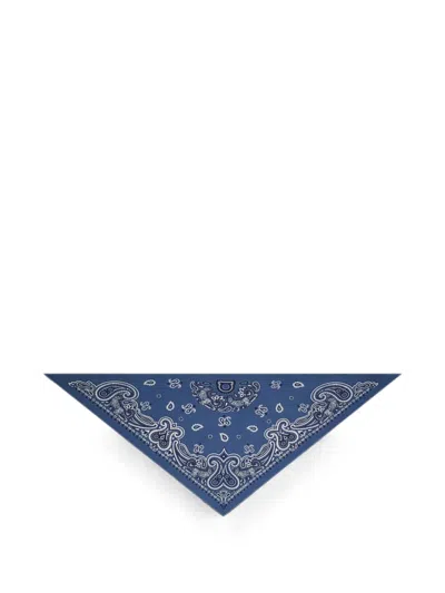 Ferragamo Arabesque Print Triangle Scarf In Blue