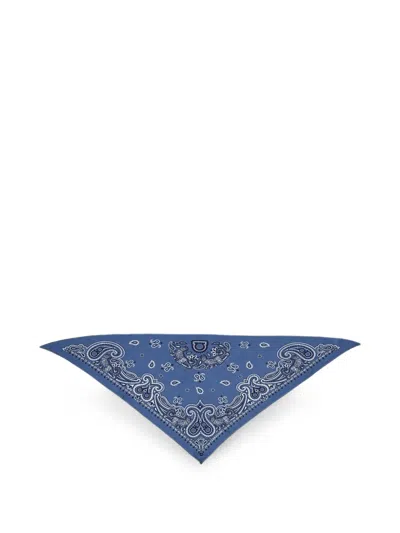 Ferragamo Arabesque Print Triangle Scarf In Blue
