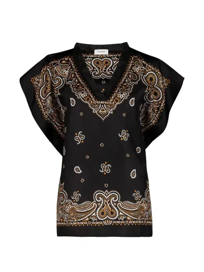 Ferragamo Arabesque-print Poncho In Black