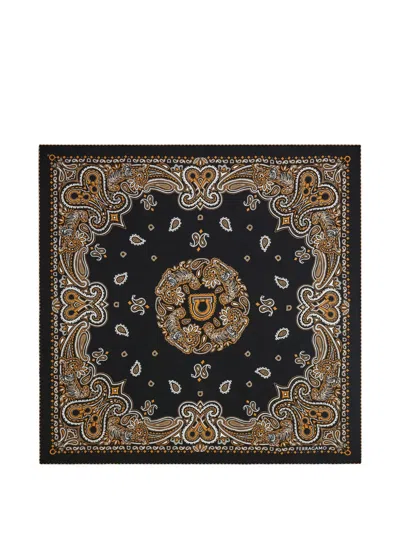 Ferragamo Arabesque-print Silk Scarf In Black