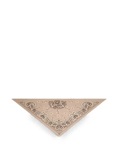 Ferragamo Arabesque-print Triangle Scarf In Brown