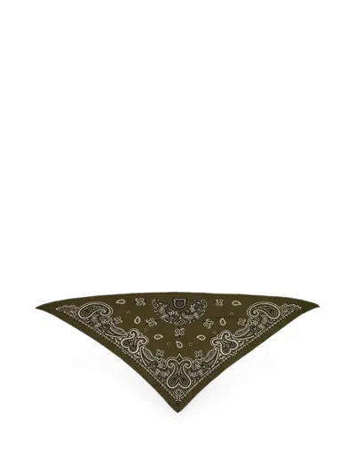 Ferragamo Arabesque Cashmere And Wool Triangle Scarf With Logo In Multi