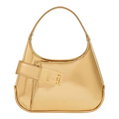 Ferragamo Arch Metallic Hobo Mini Bag In Gold