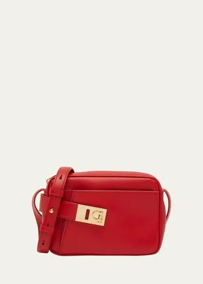 Ferragamo Archive Gancini Camera Crossbody Bag In Flame Red