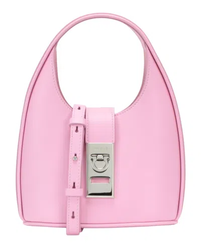 Ferragamo Archive Gancini Leather Hobo Bag In Pink