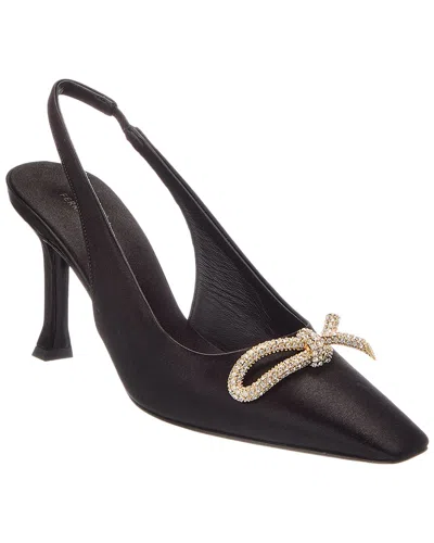 Ferragamo Arlene 85 Silk Slingback Pump In Black