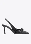 FERRAGAMO ARLENE 85 SLINGBACK PUMPS IN PATENT LEATHER