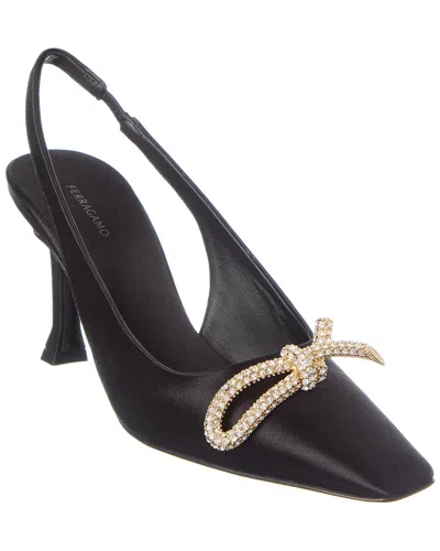Ferragamo Arlene Satin Slingback Pump In Black