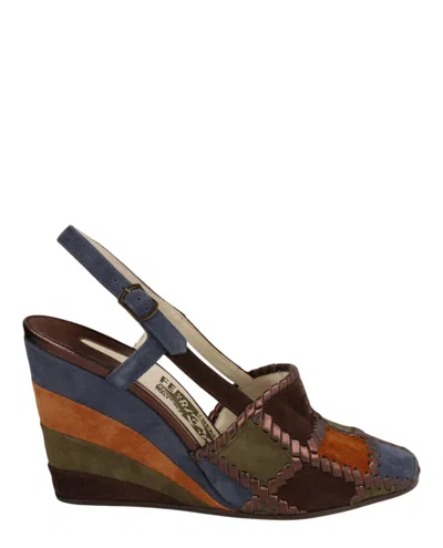 Ferragamo Arlequin Archived Limited Edition 1947 Wedges In Blue