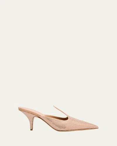 Ferragamo Arvil Crystal Leather Mule Pumps