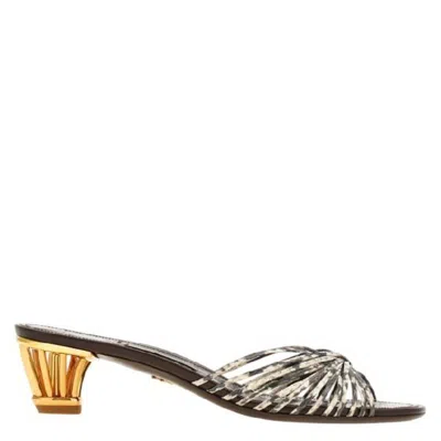 Ferragamo Aryana Cage Heel Leather Sandals In Multi