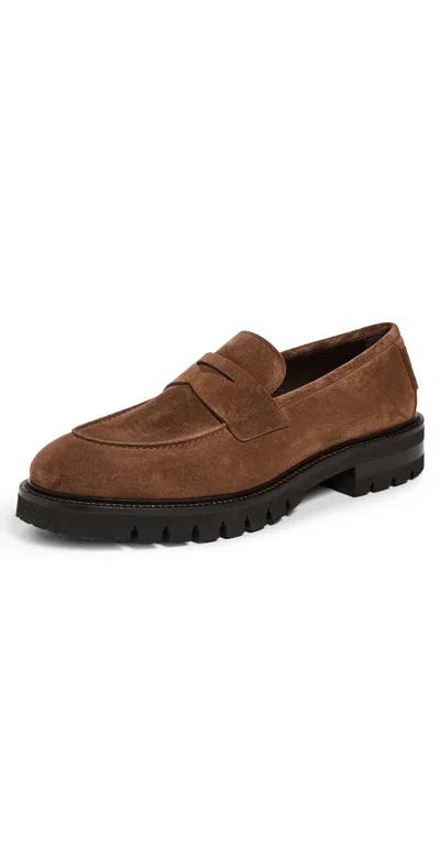 Ferragamo Aspen Auckland Suede Loafers Midbrown In Brown