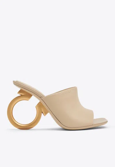 Ferragamo Astro 105 Nappa Leather Mules In Beige