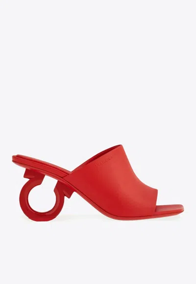 Ferragamo 70mm Open-toe Sculpted-heel Mules In Red
