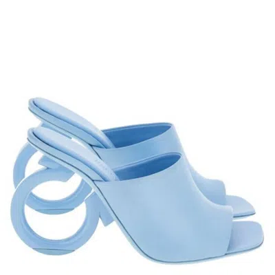 Ferragamo Astro Nappa Heeled Mules In Blue