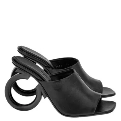 Ferragamo Astro Nappa Heeled Mules In Black