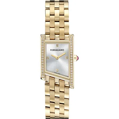 FERRAGAMO FERRAGAMO ASYMETRIQUE DIAMOND BRACELET WATCH, 22MM X 36MM