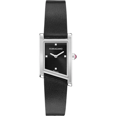 FERRAGAMO FERRAGAMO ASYMETRIQUE LEATHER STRAP WATCH, 22MM X 36MM
