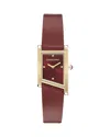 Ferragamo Women's Swiss Asymetrique Burgundy Leather Strap Watch 22x36mm In Brwon/brown