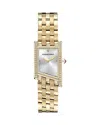 Ferragamo Women's Swiss Asymetrique Diamond Accent Gold Ion Plated Bracelet Watch 22x36mm In White/gold