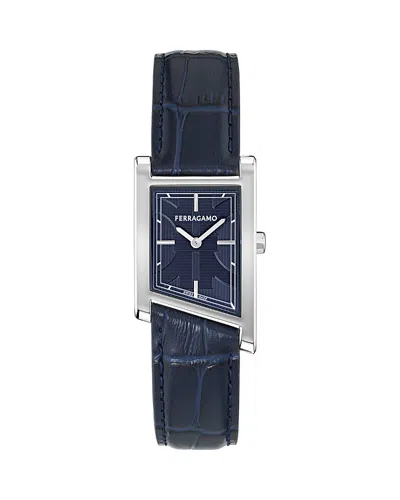 Ferragamo Asymetrique Watch, 39mm X 24mm In Blue