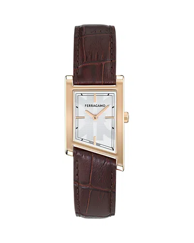 Ferragamo Asymetrique Watch, 39mm X 24mm In Brown