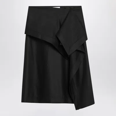 Ferragamo Layered Asymmetric Midi Skirt In Black