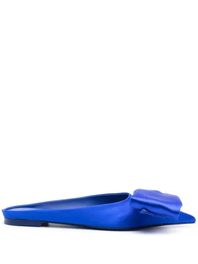 FERRAGAMO ASYMMETRIC-BOW SATIN MULES