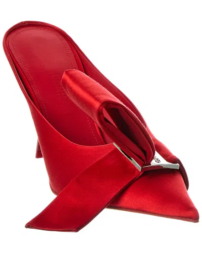 Ferragamo Asymmetric Bow Satin Pump In Red