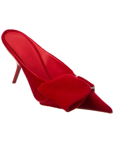 Ferragamo Asymmetric Bow Velvet Pump In Red