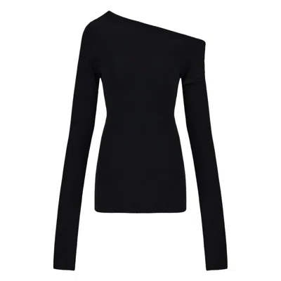 Ferragamo Asymmetric Collar One-shoulder Sweater In ["black"]