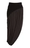 Ferragamo Asymmetric Cotton-blend Midi Skirt In Brown